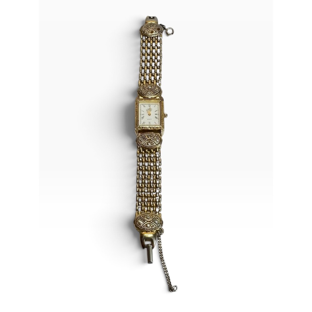Kirk's Folly Quartz Watch Womens 7.25in Gold Silver Tone Good Crystal Ornate